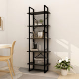 NNEVL 5-Tier Book Cabinet Black 60x30x175 cm Pinewood