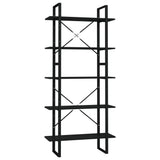 NNEVL 5-Tier Book Cabinet Black 80x30x175 cm Engineered Wood