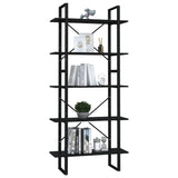NNEVL 5-Tier Book Cabinet Black 80x30x175 cm Engineered Wood