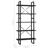 NNEVL 5-Tier Book Cabinet Black 80x30x175 cm Engineered Wood