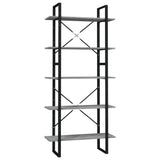 NNEVL 5-Tier Book Cabinet Concrete Grey 80x30x175 cm Engineered Wood