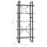 NNEVL 5-Tier Book Cabinet Concrete Grey 80x30x175 cm Engineered Wood