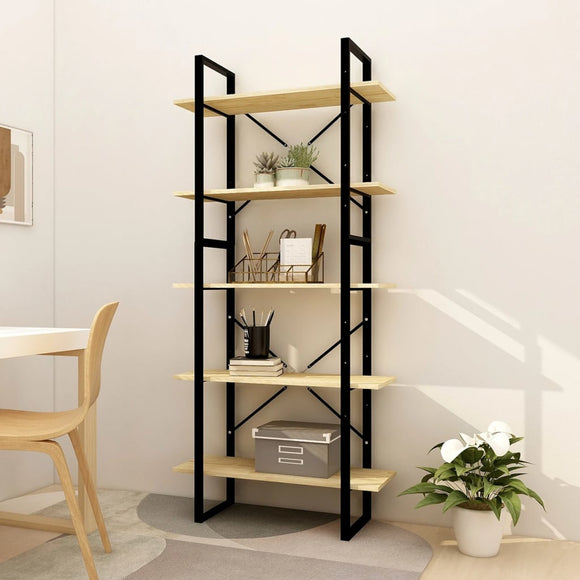 NNEVL 5-Tier Book Cabinet 80x30x175 cm Pinewood