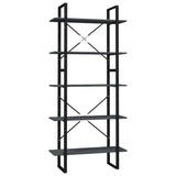 NNEVL 5-Tier Book Cabinet Grey 80x30x175 cm Pinewood