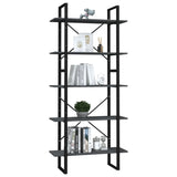 NNEVL 5-Tier Book Cabinet Grey 80x30x175 cm Pinewood