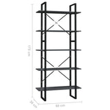 NNEVL 5-Tier Book Cabinet Grey 80x30x175 cm Pinewood