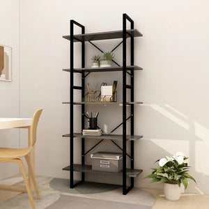 NNEVL 5-Tier Book Cabinet Grey 80x30x175 cm Pinewood