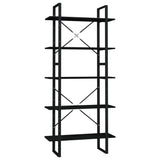 NNEVL 5-Tier Book Cabinet Black 80x30x175 cm Pinewood