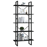 NNEVL 5-Tier Book Cabinet Black 80x30x175 cm Pinewood