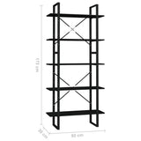NNEVL 5-Tier Book Cabinet Black 80x30x175 cm Pinewood