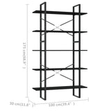 NNEVL 5-Tier Book Cabinet Black 100x30x175 cm Chipboard