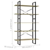 NNEVL 5-Tier Book Cabinet Sonoma Oak 100x30x175 cm Chipboard