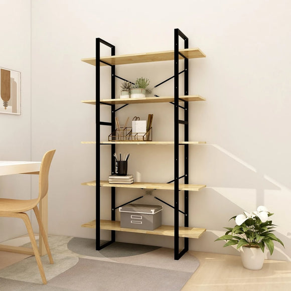 NNEVL 5-Tier Book Cabinet 100x30x175 cm Pinewood