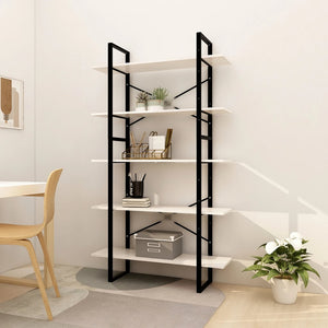 NNEVL 5-Tier Book Cabinet White 100x30x175 cm Pinewood