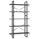 NNEVL 5-Tier Book Cabinet Grey 100x30x175 cm Pinewood