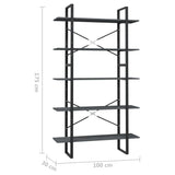 NNEVL 5-Tier Book Cabinet Grey 100x30x175 cm Pinewood