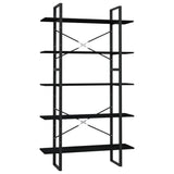 NNEVL 5-Tier Book Cabinet Black 100x30x175 cm Pinewood