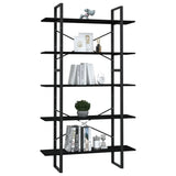 NNEVL 5-Tier Book Cabinet Black 100x30x175 cm Pinewood