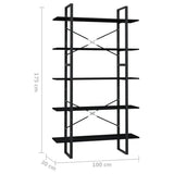 NNEVL 5-Tier Book Cabinet Black 100x30x175 cm Pinewood