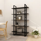 NNEVL 5-Tier Book Cabinet Black 100x30x175 cm Pinewood