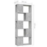 NNEVL Book Cabinet Room Divider Concrete Grey 60x24x155 cm