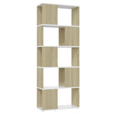 NNEVL Book Cabinet Room Divider White&Sonoma Oak 60x24x155 cm