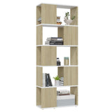 NNEVL Book Cabinet Room Divider White&Sonoma Oak 60x24x155 cm
