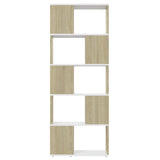 NNEVL Book Cabinet Room Divider White&Sonoma Oak 60x24x155 cm