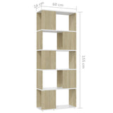NNEVL Book Cabinet Room Divider White&Sonoma Oak 60x24x155 cm