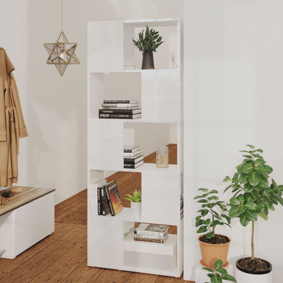 NNEVL Book Cabinet Room Divider High Gloss White 60x24x155 cm