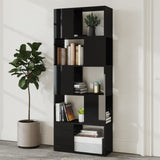 NNEVL Book Cabinet Room Divider High Gloss Black 60x24x155 cm