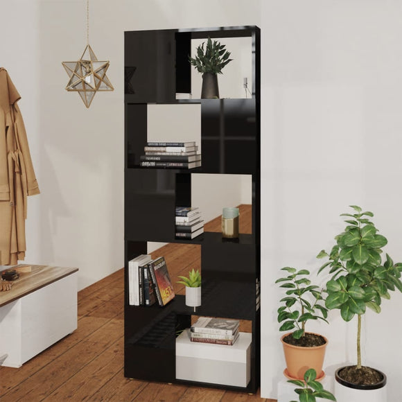 NNEVL Book Cabinet Room Divider High Gloss Black 60x24x155 cm