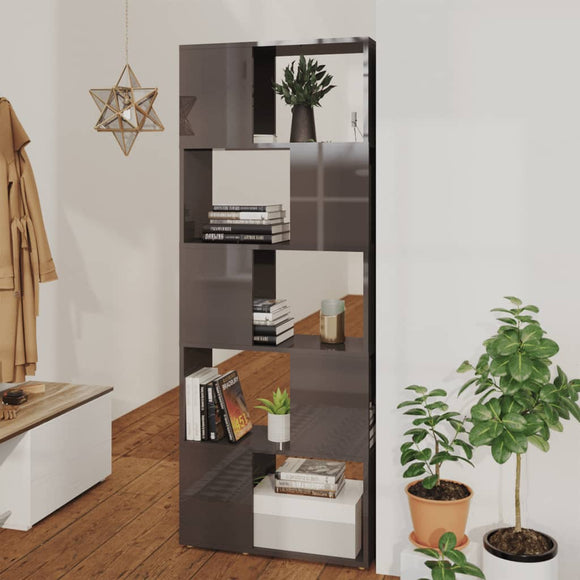 NNEVL Book Cabinet Room Divider High Gloss Grey 60x24x155 cm