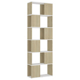 NNEVL Book Cabinet Room Divider White and Sonoma Oak 60x24x186 cm