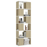 NNEVL Book Cabinet Room Divider White and Sonoma Oak 60x24x186 cm
