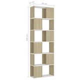 NNEVL Book Cabinet Room Divider White and Sonoma Oak 60x24x186 cm