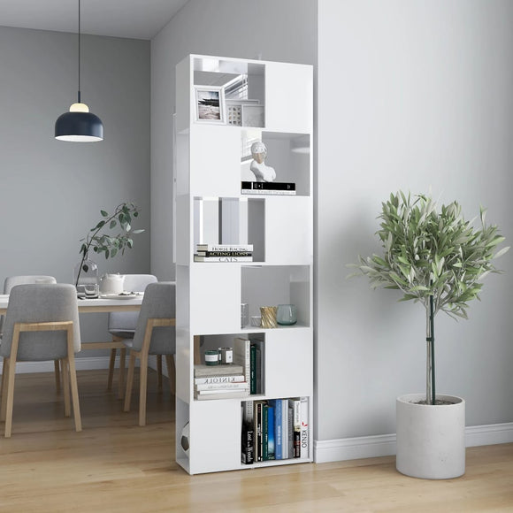 NNEVL Book Cabinet Room Divider High Gloss White 60x24x186 cm