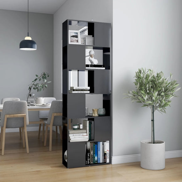 NNEVL Book Cabinet Room Divider High Gloss Grey 60x24x186 cm