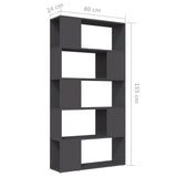 NNEVL Book Cabinet Room Divider Grey 80x24x155 cm Chipboard