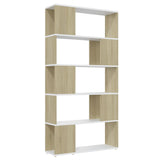NNEVL Book Cabinet Room Divider White and Sonoma Oak 80x24x155 cm Chipboard