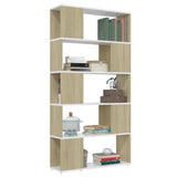 NNEVL Book Cabinet Room Divider White and Sonoma Oak 80x24x155 cm Chipboard