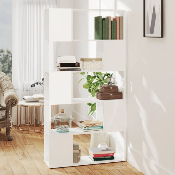 NNEVL Book Cabinet Room Divider High Gloss White 80x24x155 cm Chipboard