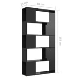 NNEVL Book Cabinet Room Divider High Gloss Black 80x24x155 cm Chipboard