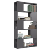 NNEVL Book Cabinet Room Divider High Gloss Grey 80x24x155 cm Chipboard