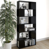 NNEVL Book Cabinet Room Divider Black 80x24x186 cm Chipboard