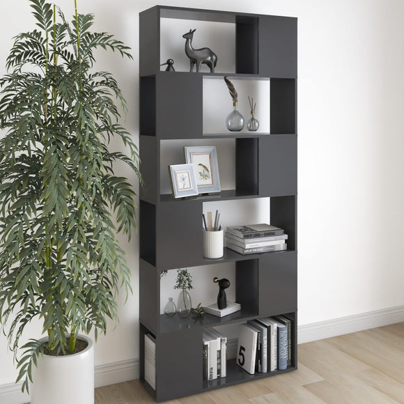 NNEVL Book Cabinet Room Divider Grey 80x24x186 cm Chipboard