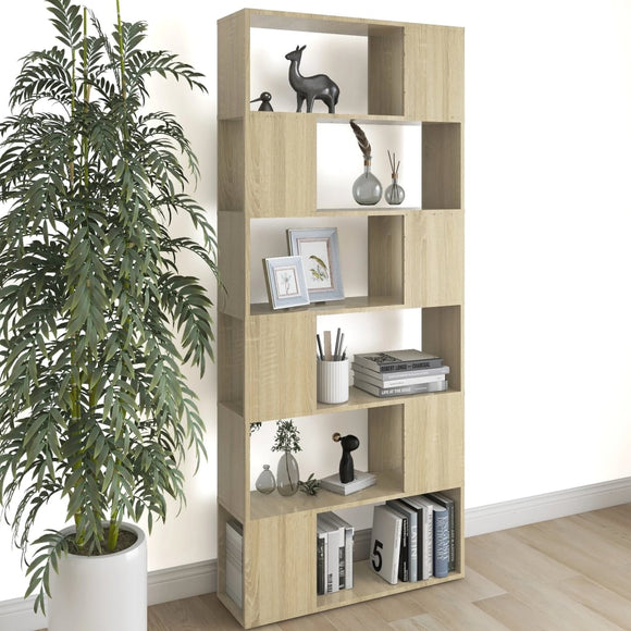 NNEVL Book Cabinet Room Divider Sonoma Oak 80x24x186 cm Chipboard