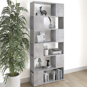 NNEVL Book Cabinet Room Divider Concrete Grey 80x24x186 cm Chipboard