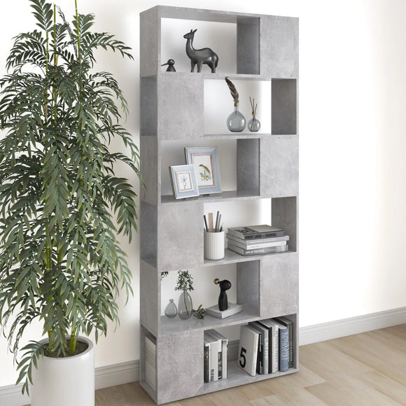 NNEVL Book Cabinet Room Divider Concrete Grey 80x24x186 cm Chipboard