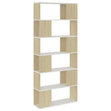 NNEVL Book Cabinet Room Divider White and Sonoma Oak 80x24x186 cm Chipboard